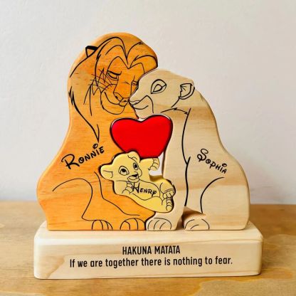 Personalized Wooden Lion Family Puzzle Fun Gift For Christmas