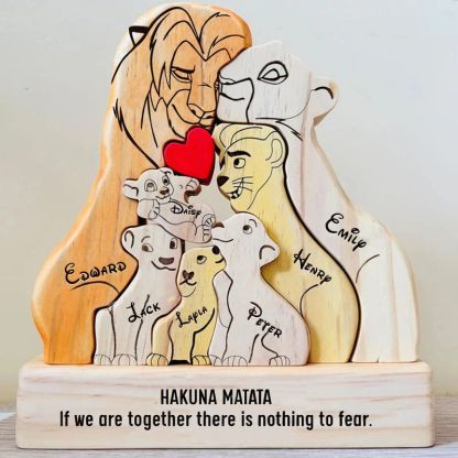 Personalized Wooden Lion Family Puzzle Fun Gift For Christmas