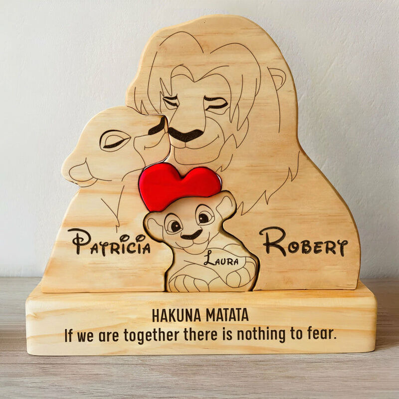 Personalized Lion Family Wooden Puzzle Memorial Gift For The Family