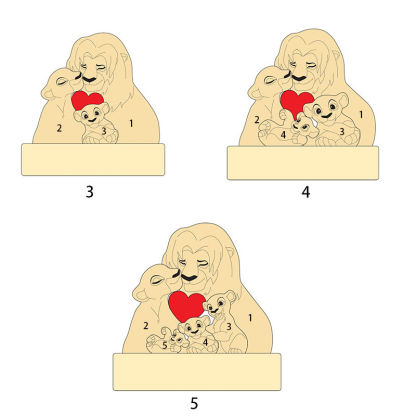 Personalized Lion Family Wooden Puzzle Memorial Gift For The Family