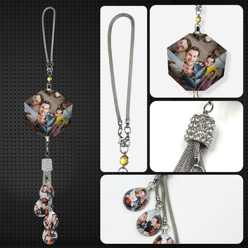Personalized Photo Pendant Rubik's Cube Shape Lucky Crystal Car Pendant Can Add 7 Photos