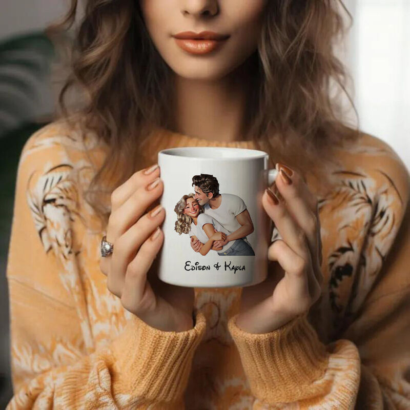 Personalized Picture Mug Cartoon Style Best Gift for Couples