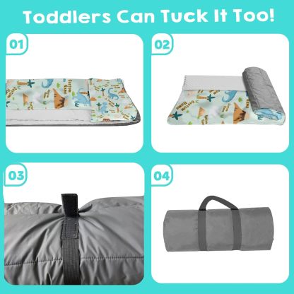 Custom Personalized Name Kids Nap Mat Green Dinosaur