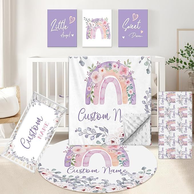 Personalized Crib Set 5 Pcs Nursery Bedding Set With Double Layer For Boys Girls