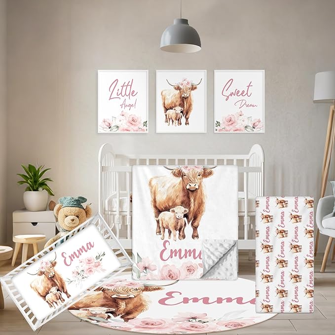 Personalized Crib Bedding Set Blue Astronaut for Baby Boys Girls