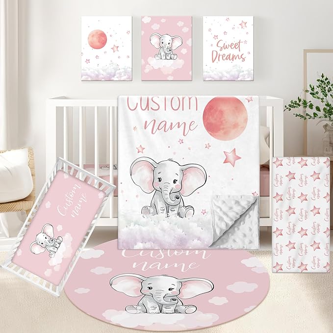 Personalized 5 Pcs Custom Baby Crib Bedding Set