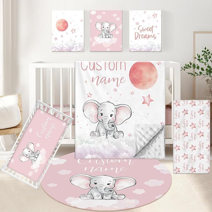 Personalized 5 Pcs Custom Baby Crib Bedding Set