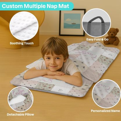 Custom Personalized Name Kids Nap Mat Bee Pattern