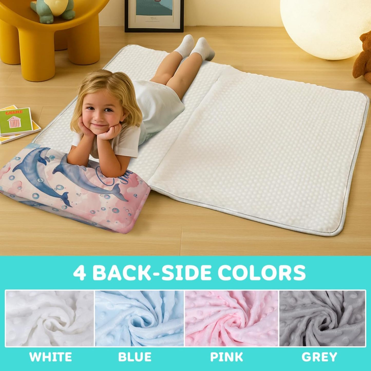 Custom Personalized Name Kids Nap Mat Cute Dolphin Pattern