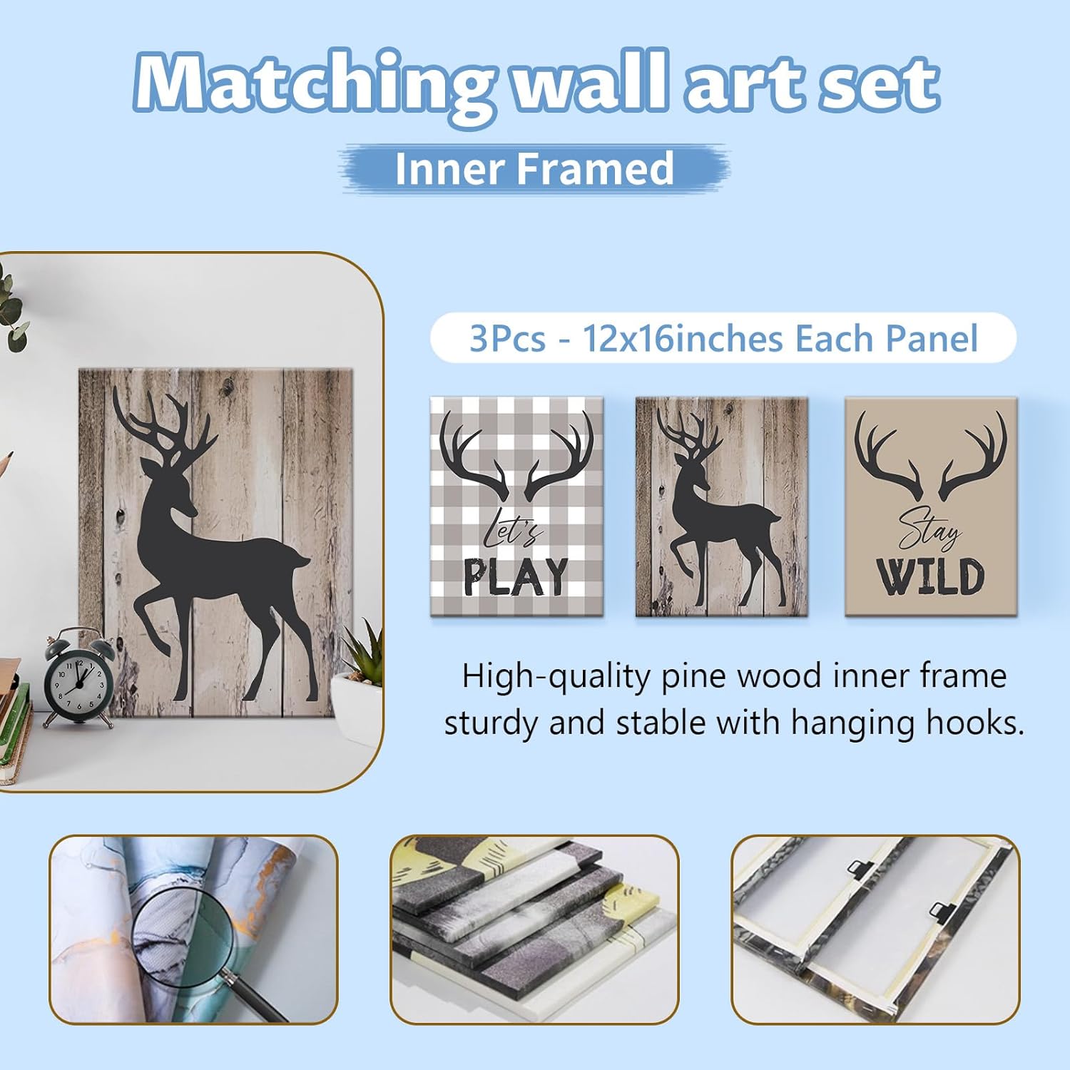 Personalized Woodland Deer Crib Set 5 Pcs Nursery Bedding Set With Double Layer, Soft Bedding Sets For Boys Girls