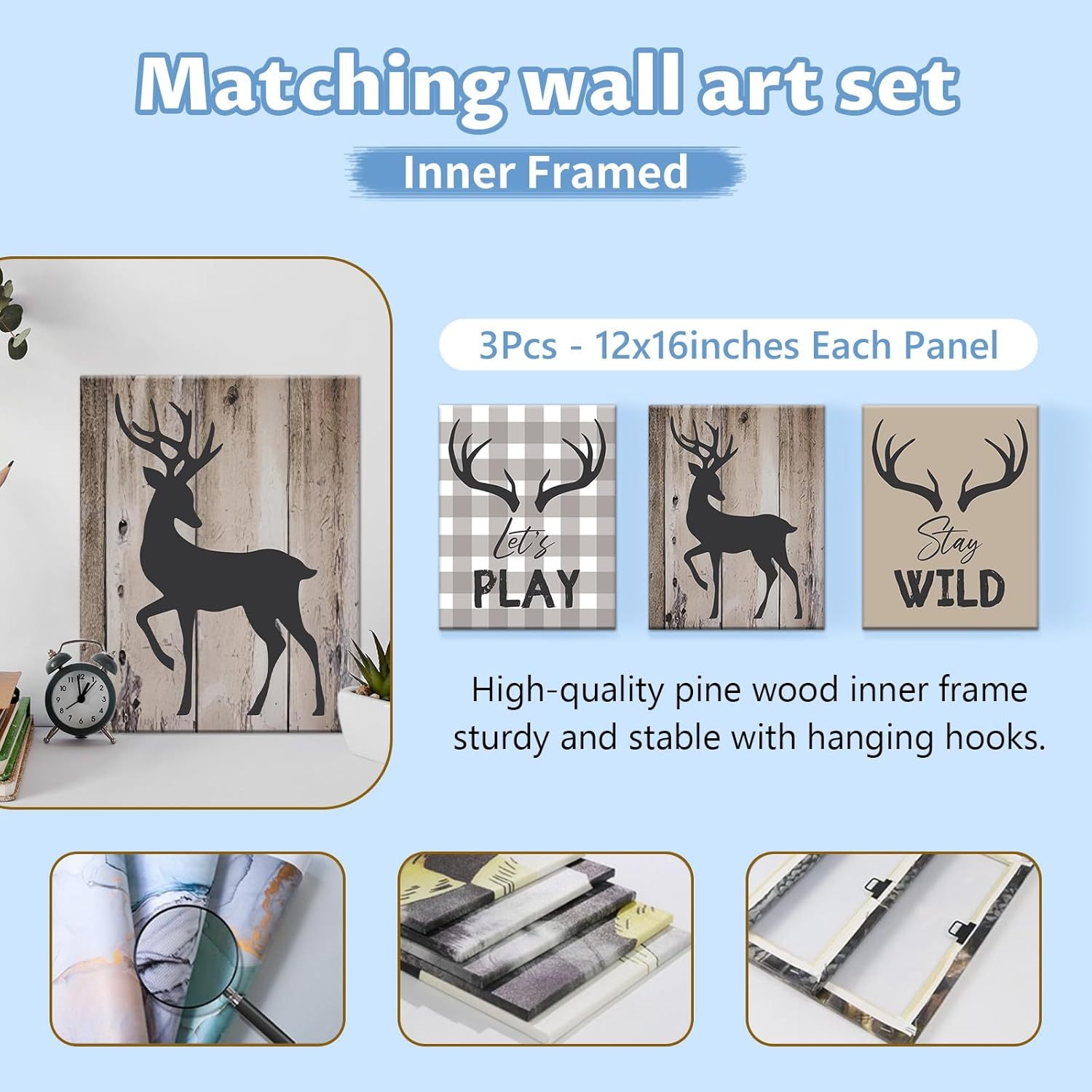 Personalized Woodland Deer Crib Set 5 Pcs Nursery Bedding Set With Double Layer, Soft Bedding Sets For Boys Girls