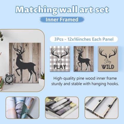 Personalized Woodland Deer Crib Set 5 Pcs Nursery Bedding Set With Double Layer, Soft Bedding Sets For Boys Girls