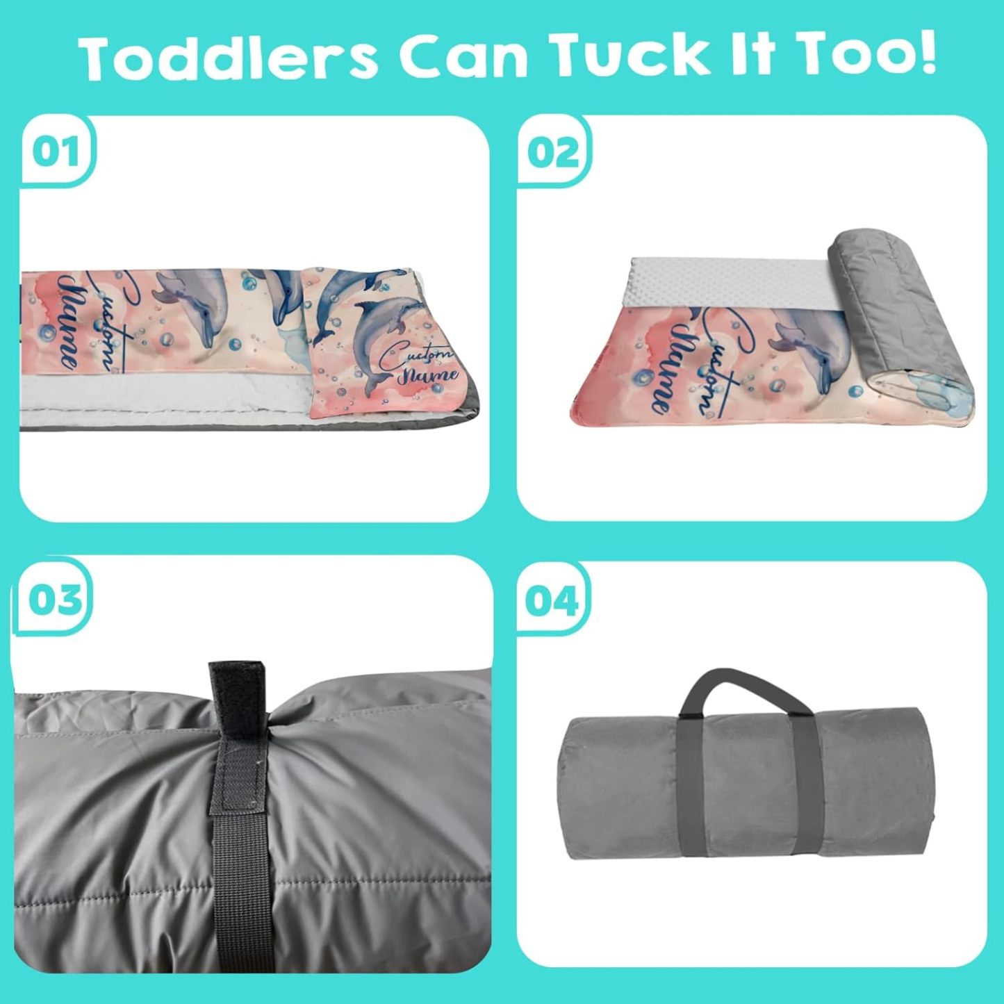 Custom Personalized Name Kids Nap Mat Cute Dolphin Pattern