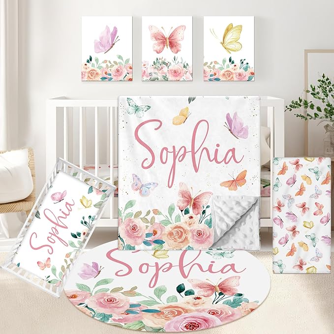 Personalized 5 Pcs Custom Baby Crib Set with Name