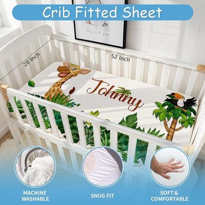 Personalized Baby Crib Bedding Set, 5 Pcs Custom Name Nursery Bedding Set for Boys Girls