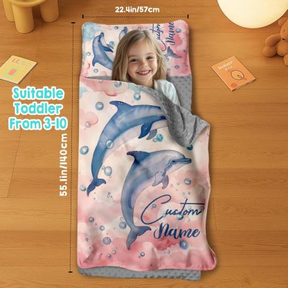 Custom Personalized Name Kids Nap Mat Cute Dolphin Pattern