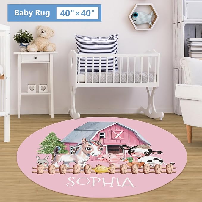 5 Pcs Custom Crib Set With Name, Soft Farm Animal Set for Boy Girls, Customized Gift for Toddler Infant