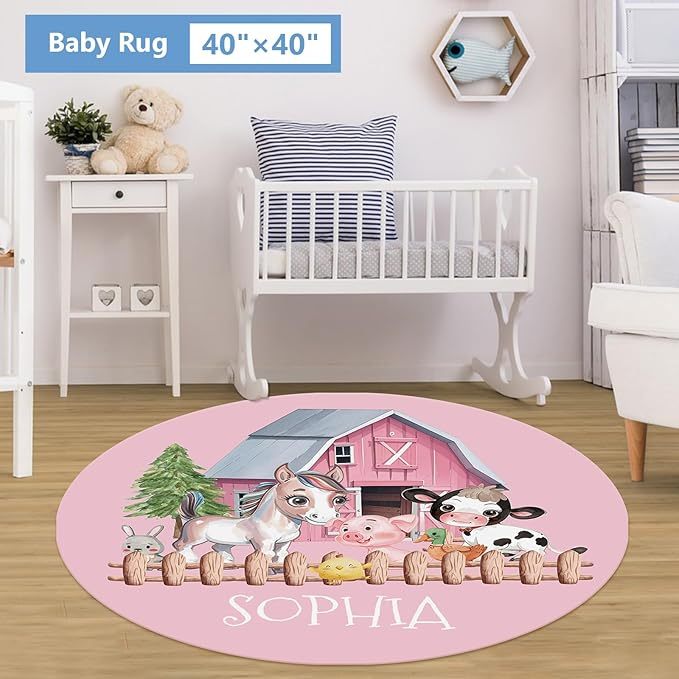 5 Pcs Custom Crib Set With Name, Soft Farm Animal Set for Boy Girls, Customized Gift for Toddler Infant