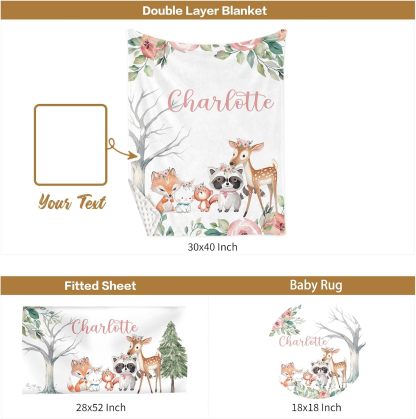 Custom Baby Crib Bedding Set, 3 Pcs Personalized Nursery Bedding Set with Name,Various Animal Prints for Girls Boys