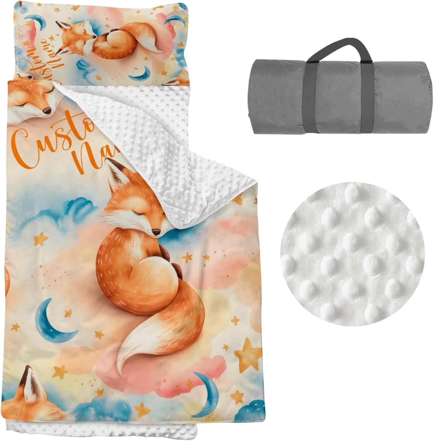 Custom Personalized Name Kids Nap Mat Cute Fox Pattern