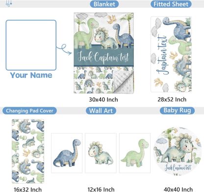 Personalized 5 Pcs Custom Baby Crib Bedding Set