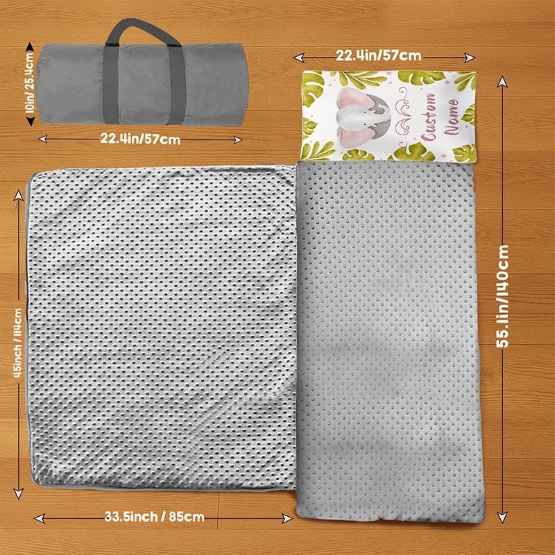 Custom Personalized Name Kids Nap Mat Baby Elephant Pattern