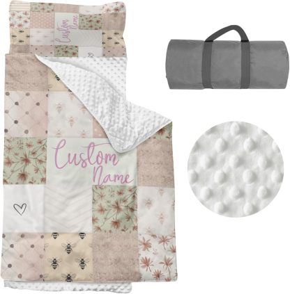 Custom Personalized Name Kids Nap Mat Bee Pattern