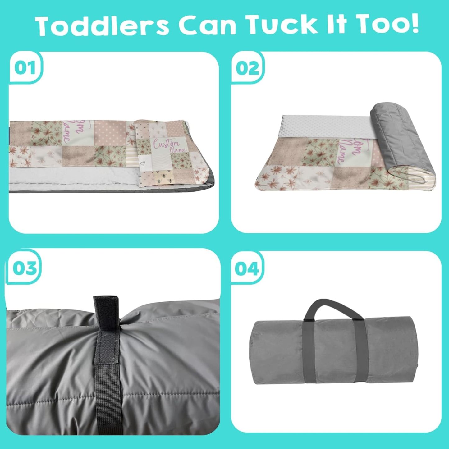 Custom Personalized Name Kids Nap Mat Bee Pattern