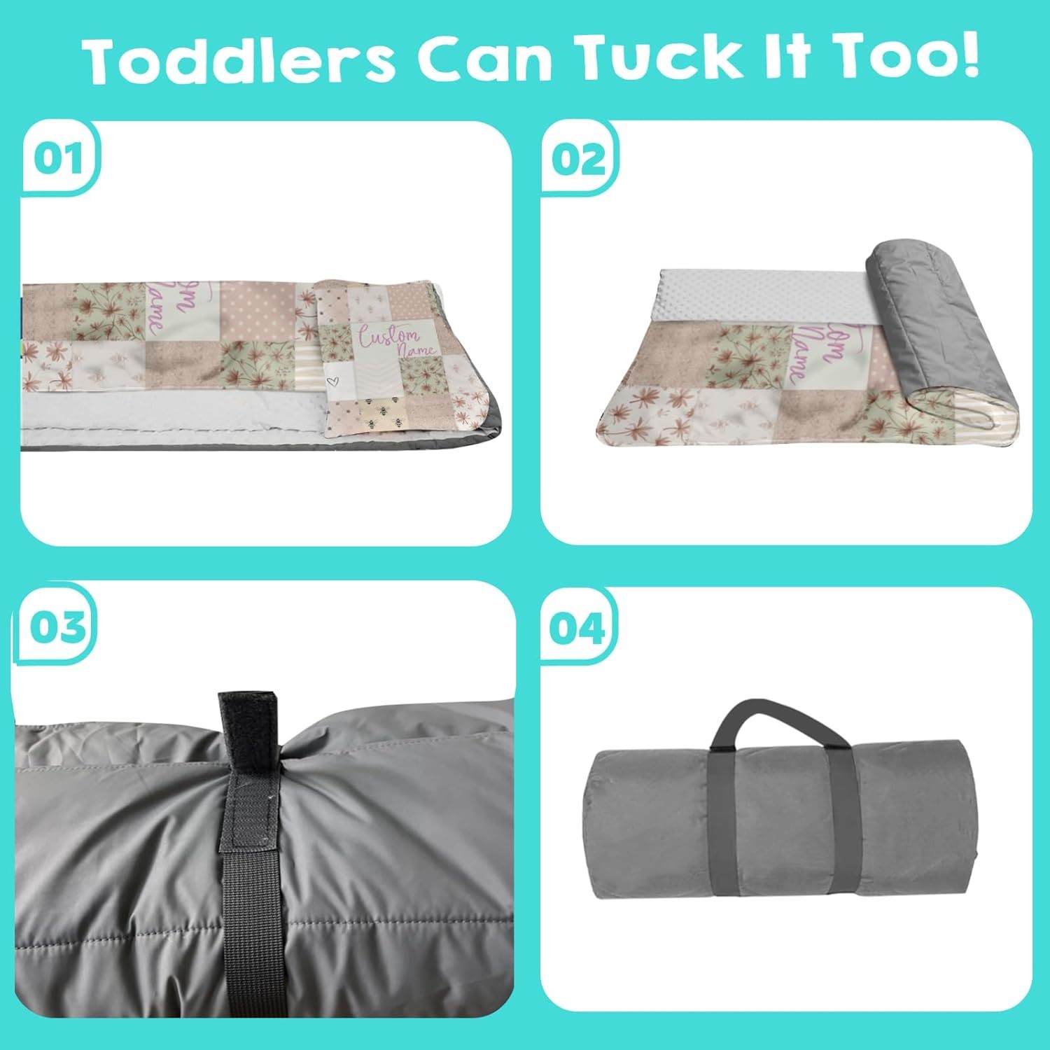 Custom Personalized Name Kids Nap Mat Bee Pattern