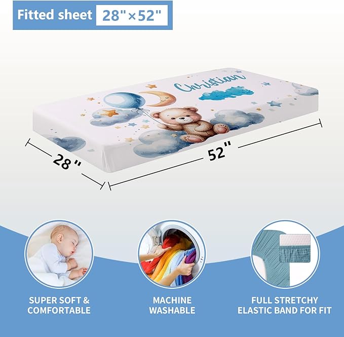 Personalized 5 Pcs Custom Baby Crib Set with Name