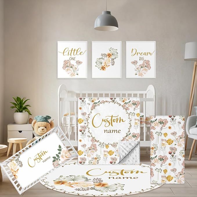 Personalized Crib Bedding Set Blue Astronaut for Baby Boys Girls