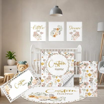 Personalized Crib Bedding Set Blue Astronaut for Baby Boys Girls