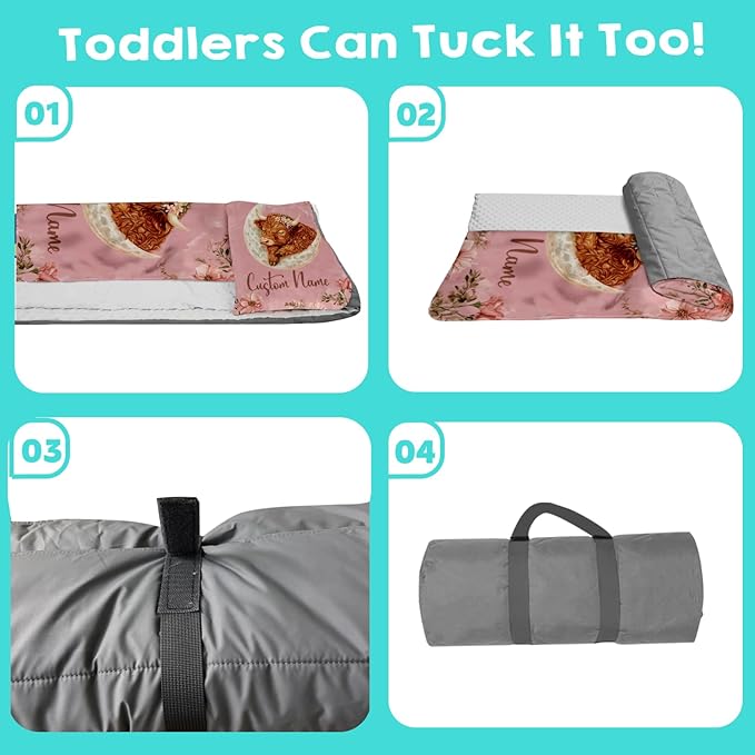 Custom Personalized Name Kids Nap Mat Moon Cow Pattern