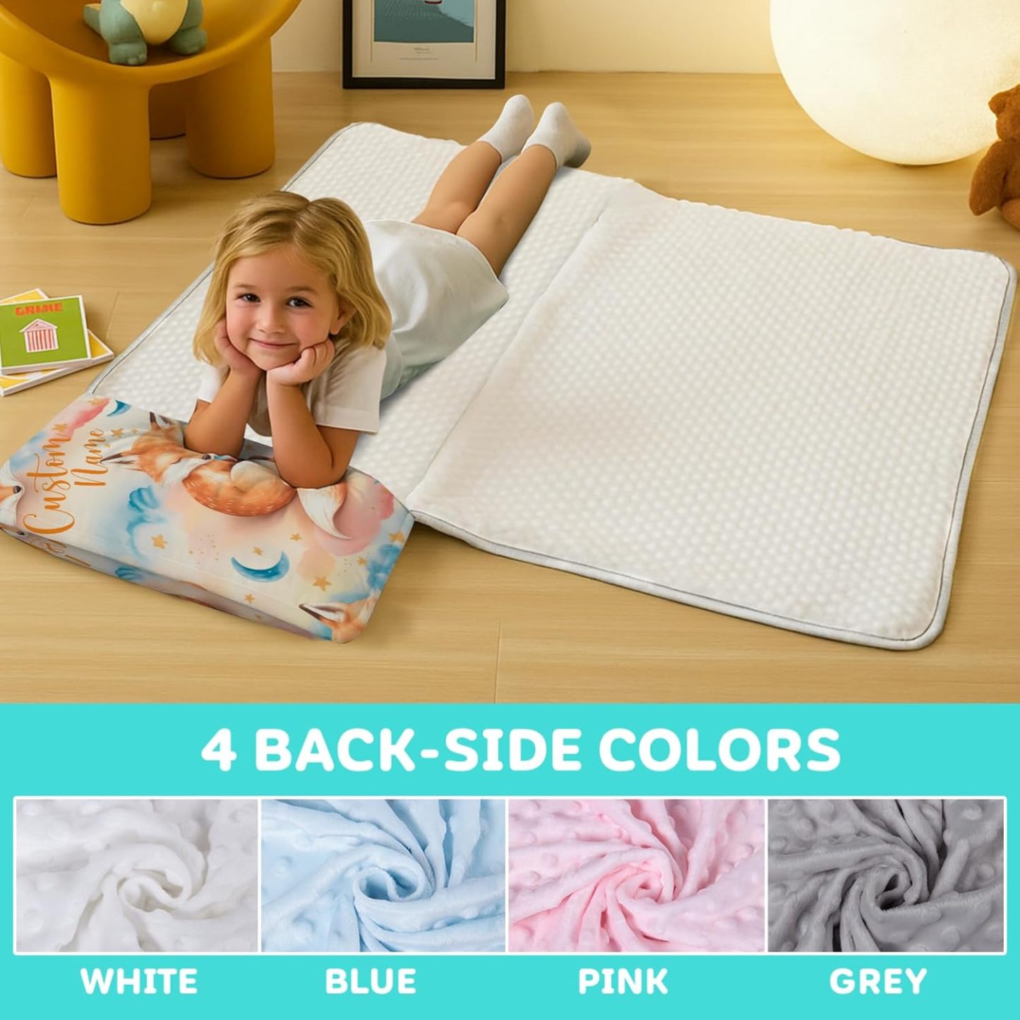 Custom Personalized Name Kids Nap Mat Cute Fox Pattern