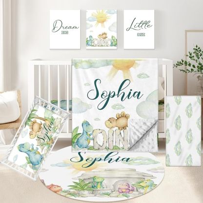 Personalized 5 Pcs Custom Baby Crib Bedding Set