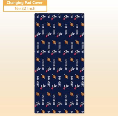 Personalized Crib Bedding Set, 5 Pcs Custom Nursery Bedding Sets with Name, Blue Astronaut for Baby Boys Girls