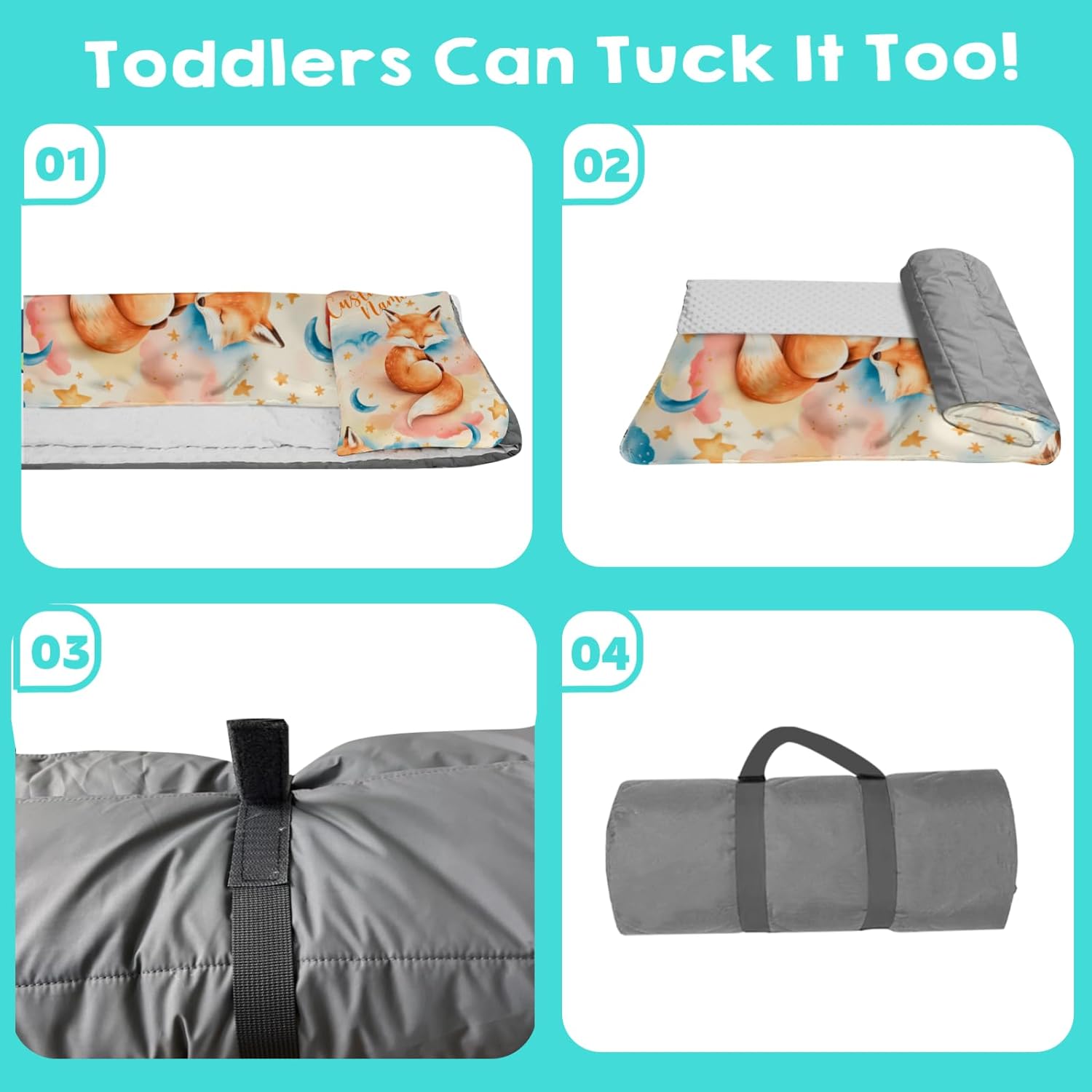 Custom Personalized Name Kids Nap Mat Cute Fox Pattern