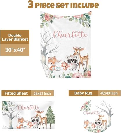 Custom Baby Crib Bedding Set, 3 Pcs Personalized Nursery Bedding Set with Name,Various Animal Prints for Girls Boys