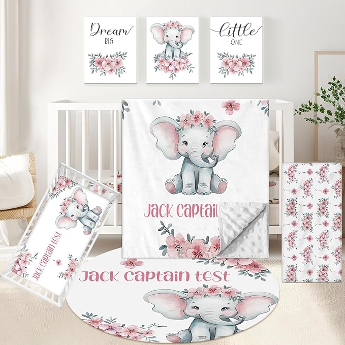 Personalized 5 Pcs Custom Baby Crib Bedding Set