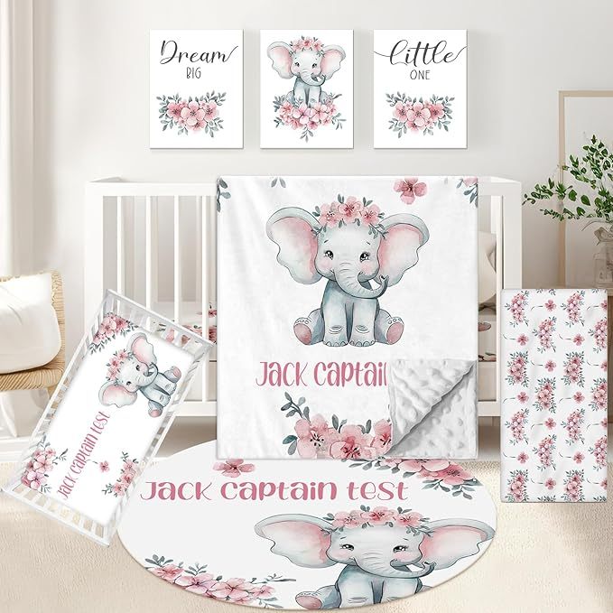 Personalized 5 Pcs Custom Baby Crib Bedding Set