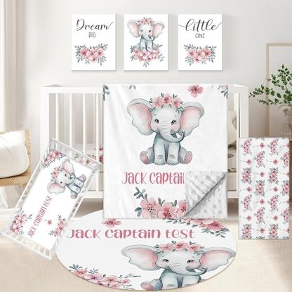 Personalized 5 Pcs Custom Baby Crib Bedding Set