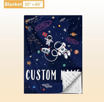 Personalized Crib Bedding Set, 5 Pcs Custom Nursery Bedding Sets with Name, Blue Astronaut for Baby Boys Girls