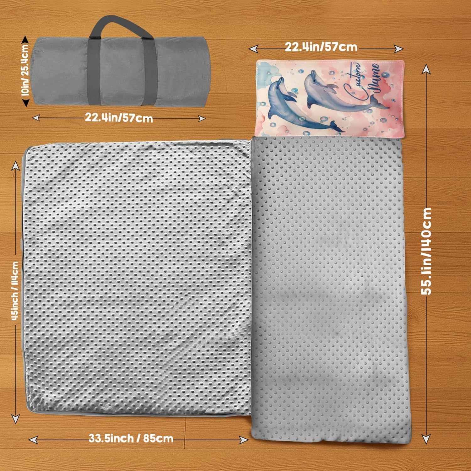 Custom Personalized Name Kids Nap Mat Cute Dolphin Pattern