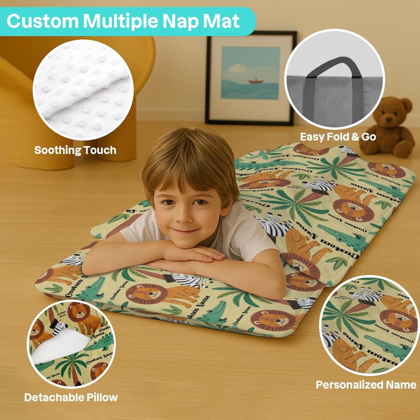 Custom Personalized Kids Nap Mat Animal 01 Edition