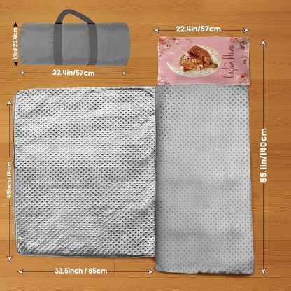 Custom Personalized Name Kids Nap Mat Moon Cow Pattern