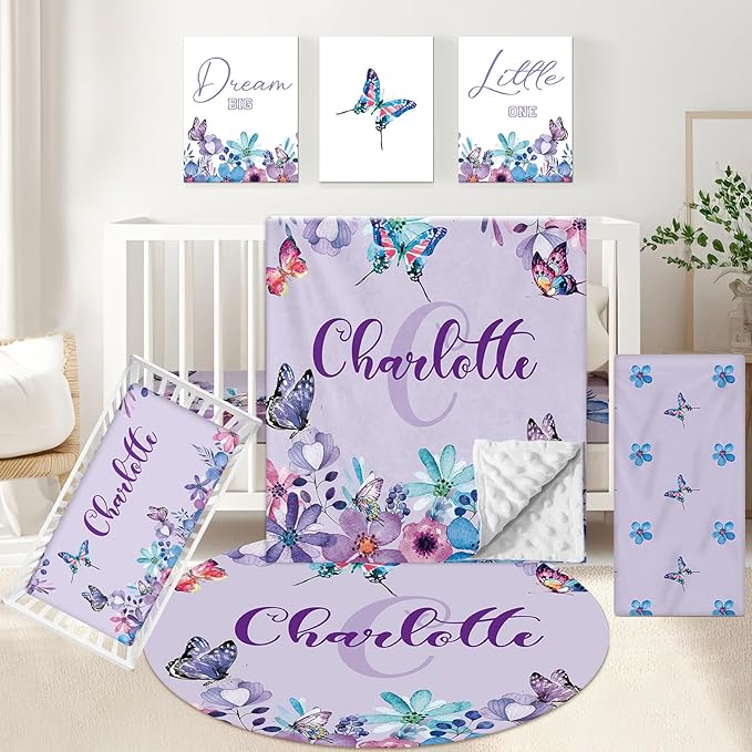 Personalized 5 Pcs Custom Baby Crib Set with Name
