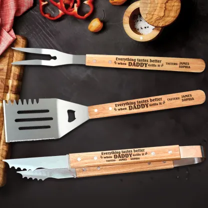 Everything Tastes Better When Daddy Grills It - Personalized BBQ Spatula Or Tool set