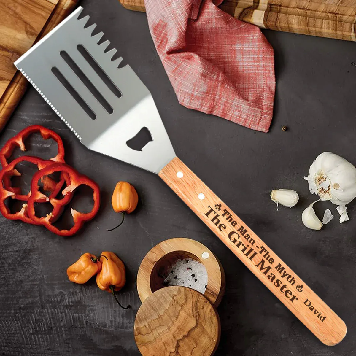 The Man The Myth The Grill Master - Personalized BBQ Spatula Or Tool set