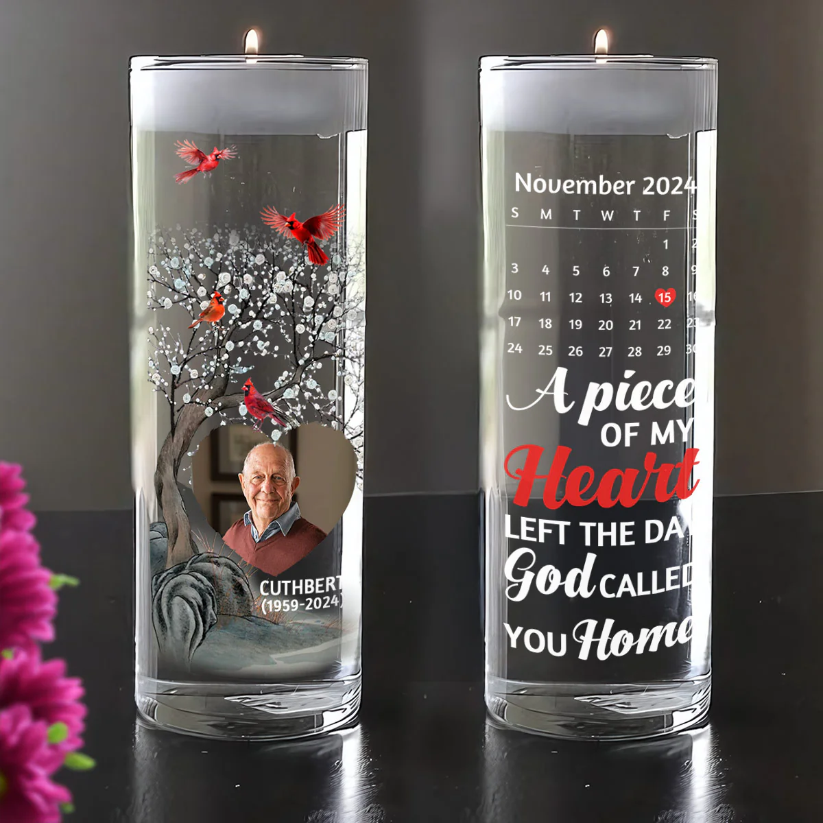 The Day God Called You Home - Personalized Glass Vase