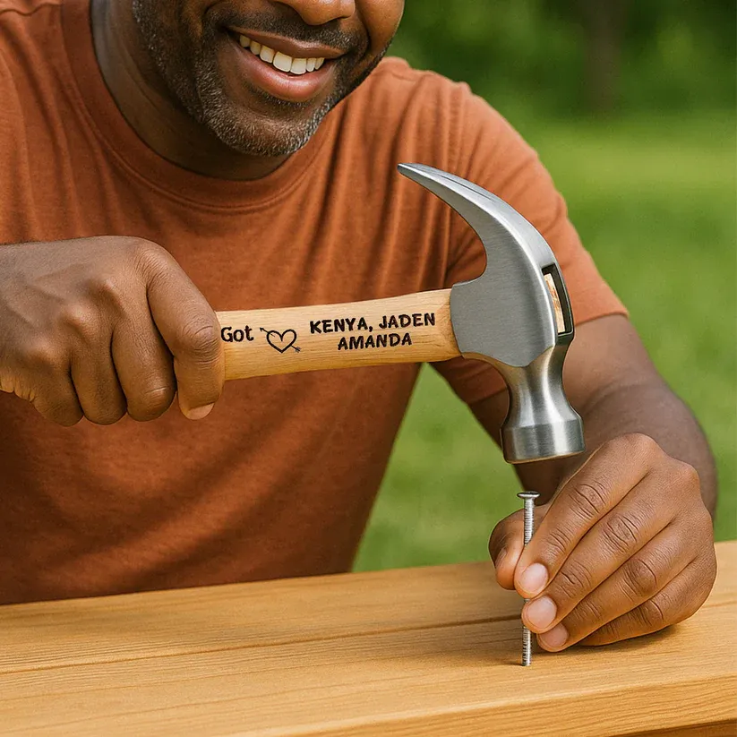 Ain't No Daddy Like The One I Got Personalized Wooden Hammer